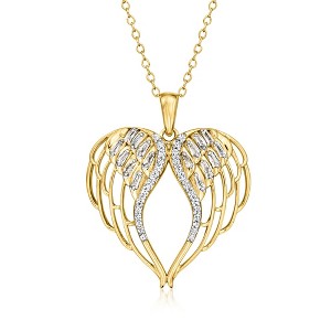 Ross-Simons 0.50 ct. t.w. Diamond Angel Wings Pendant Necklace in 18kt Gold Over Sterling Size 16 - 1 of 3
