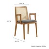 Modway Monarch Dining Armchair – Cane Back Wood Accent Chair with Padded Seat in Honey Natural Gray - 3 of 4
