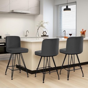Bekrvio 26" Swivel Counter Height Bar Stools Set of 1/2/3/4, Faux Leather or Velvet Upholstered with V-Shaped Metal Base for Kitchen Island - 1 of 4