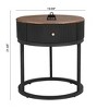 Round End Table with Drawer, Modern Nightstand with Metal Legs, 19.69'' Wood Sofa Side Table, Small Coffee Table for Bedroom Living Room Small Spaces - image 3 of 4