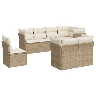 vidaXL Garden Sofa Set Beige PE rattan 8 piece set Modular