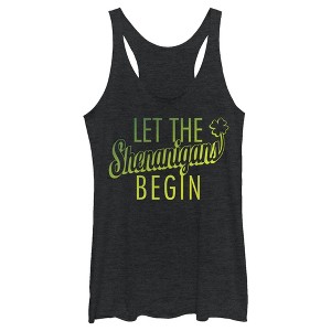 Women's Lost Gods St. Patrick's Day Let the Shenanigans Begin Racerback Tank Top - 1 of 4