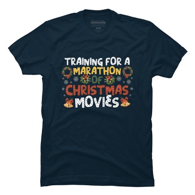 Men's Design By Humans Training For A Marathon Of Christmas Movies By Thingsandthings T-Shirt