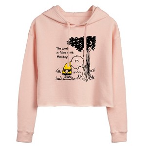 Women's - Peanuts - World Filled With Mondays Cropped Graphic Hoodie - 1 of 4