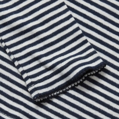 Lands' End Kids Long Sleeve Pointelle Knit Shirt - Large - Navy/Cream Ditsy Stripe — фото 2