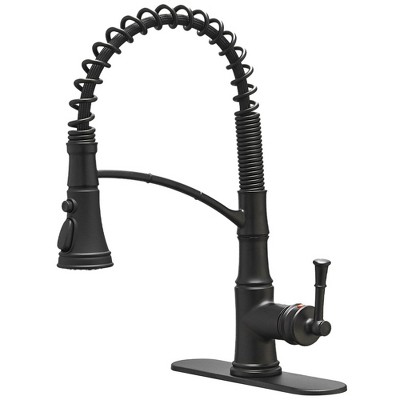 Single-Handle Pull-Down Sprayer 3 Spray High Arc Kitchen Faucet With Deck Plate