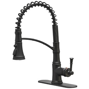 Single-Handle Pull-Down Sprayer 3 Spray High Arc Kitchen Faucet With Deck Plate - 1 of 4