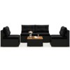 Costway 5 Piece Outdoor Furniture Set with Seat & Back Cushions Acacia Wood Tabletop Blue/Black - 4 of 4