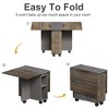 AENKYO 5-Piece Folding Dining Table Set, 55" Drop Leaf Kitchen Table with 4 Wooden Chairs, Storage & Wheels, Space Saving Set, Brown - 2 of 4