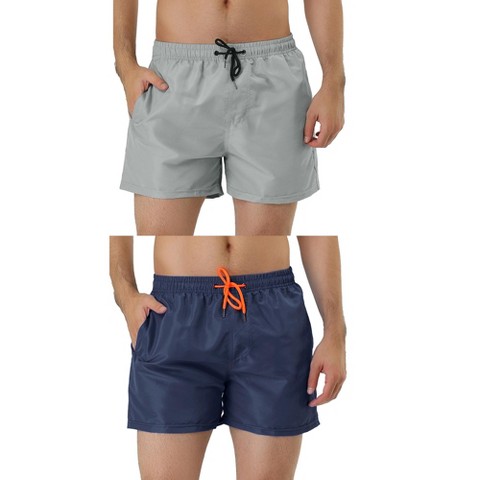 Мужские шорты Lars Amadeus Solid Color Summer Drawstring Waist Mesh Lining Swimming Board Shorts 2 Packs Light Green/Red 34, цвет: Серый