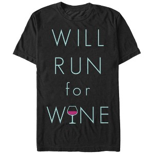 Men's CHIN UP Will Run For Wine Glass T-Shirt - 1 of 4