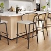 LeisureMod Ervilla Mid-Century Modern Wicker Bar Stool with Fabric Seat and Black Powder Coated Steel Frame, Set of 2 - 2 of 4