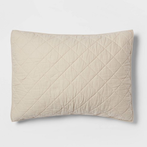 Standard Diamond Stitch Cotton Linen Quilt Sham Khaki - Threshold™ : Target