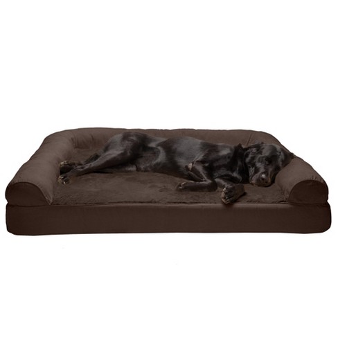 Furhaven Plush & Suede Full Support Sofa Dog Bed - Jumbo Plus, Espresso ...