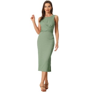 Allegra K Women's Casual Sleeveless Crisscross Waist Bodycon Midi Dress - 1 of 4