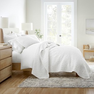 FIONECA Quilted Floral Microfiber Coverlet Set with Matching Shams All Season Machine Washable - 1 of 4