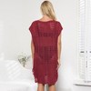 Cover Ups for Womens Bathing Suits Pointelle Knit Cap Sleeve Crochet Knit Bikini Sets Cover Up Dress with Thigh Slit Side Tie Beach Dress - 2 of 4