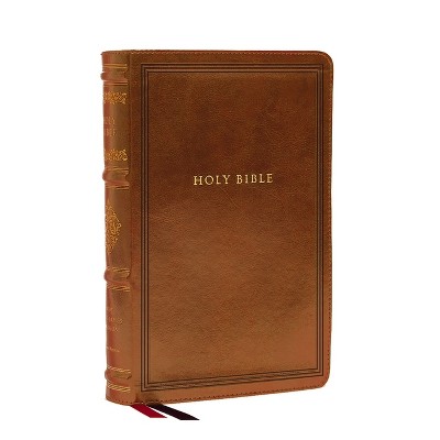 NKJV Large Print Reference Bible, Brown Leathersoft, Red Letter, Comfort Print (Sovereign Collection) - by  Thomas Nelson (Leather Bound)