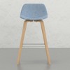 SKRAN Upholstered Bentwood Counter Stools in Denim Blue Curved Back Wood Counter Height Barstool Home Bar Furniture - 4 of 4