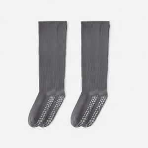 Anna-Kaci Women's 2-Pack Long Ribbed Non-Slip Socks with Grip Soles for Indoor Comfort and Support - 1 of 4