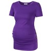 Clearlove Maternity Tunic Tops Maternity Shirt Side Button and Ruched Maternity Tunic Tops Maternity Short Sleeve T-Shirts - 2 of 4