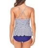 Womens Tankini 2024 Swimsuits for Women Tummy Control Criss Cross Back Tankini Two Piece Bathing Suit - 2 of 4