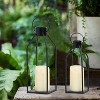 Modern Farmhouse Lanterrn Decor- Black Metal Candle for Summer Night- Lanterns w/Timer Flickering Candles for Home,Fireplace Mantle Décor - 4 of 4