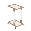 Angel Sar Golden End Table with Glass Top, Acrylic C-Shape Sofa Table on Wheels for Living Room, Bedroom & Office - 4 of 4