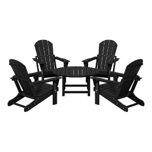 WestinTrends Malibu 5-Piece HDPE Folding Adirondack Chair Outdoor Patio Conversation Set - 1 of 4