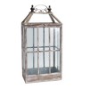 HomeRoots Set of Two White Distressed Wood And Glass Floor Lantern Candle Holders - 4 of 4