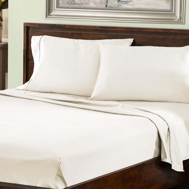 800 Thread Count Luxury Solid Deep Pocket Cotton Blend Bed Sheet Set by Blue Nile Mills, 2 of 5