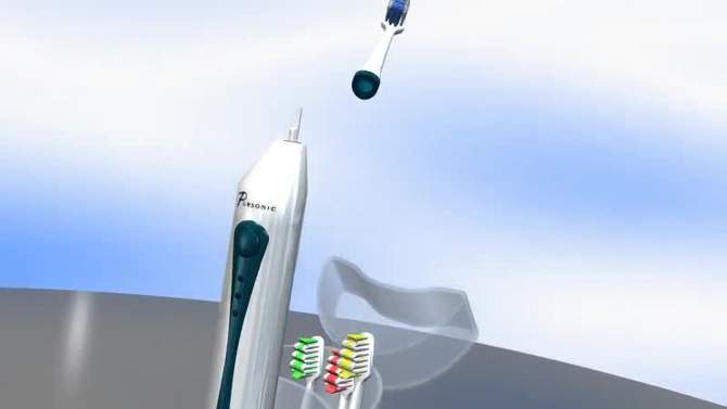 Pursonic Rechargeable S430 Sonic Toothbrush with Bonus Brush Heads White - 12ct, 2 of 6, play video