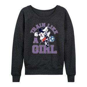 Women's - Disney - Train Like A Girl Lightweight French Terry Wide Neck Long Sleeve Shirt - 1 of 4