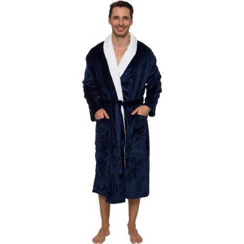 Ross Michaels - Men's Mid-length Sherpa Lined Plush Bathrobe : Target