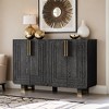 54" Retro Buffet Cabinet with Storage, 4-Door Vintage Fluted Sideboard Cabinet with Adjustable Shelves - Leovsnove - 2 of 4