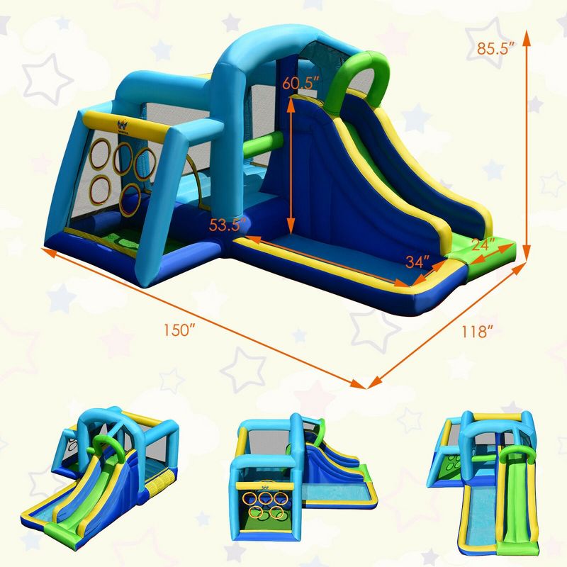 Costway Inflatable Bouncer Climbing Bounce House Kids Slide Park Ball Pit w/ 750W Blower, 2 of 11