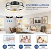 Aoibox 13" Flush Mount Ceiling Fan with LED Light, Remote Control, 3CCT, 6 Speeds, Timer, Black for Modern Bedroom - 2 of 4