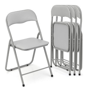 Portable Folding Chairs 4 Pack - Outdoor & Indoor Metal Folding Chairs with Cushion, Non-Slip Feet Pads, Stackable Chairs - 1 of 4