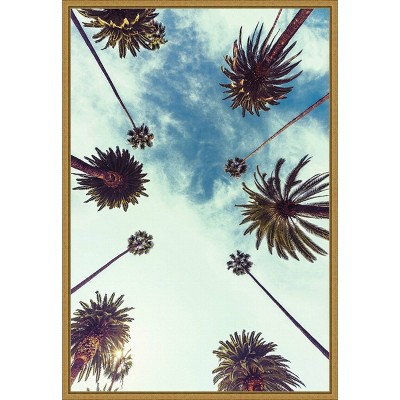 16" x 23" Palm Sky 2 by Design Fabrikken Framed Canvas Wall Art - Amanti Art