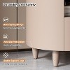 Sapphtopaz Modern Round Nightstand with Storage Drawer & Open Shelf Curved Bedside Table with Tapered Legs Sofa End Table for Bedroom,Living Room - 2 of 4