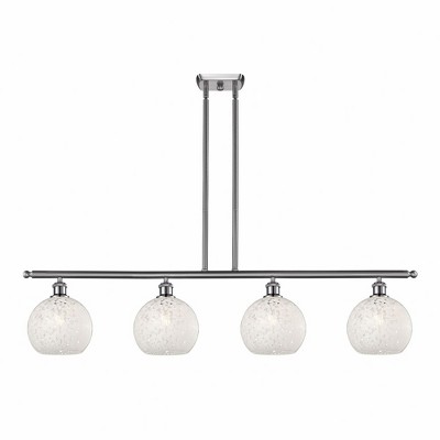 White Mouchette - 4 Light Stem Hung Island In Modern Style-10.5 Inches Tall and 48 Inches Wide