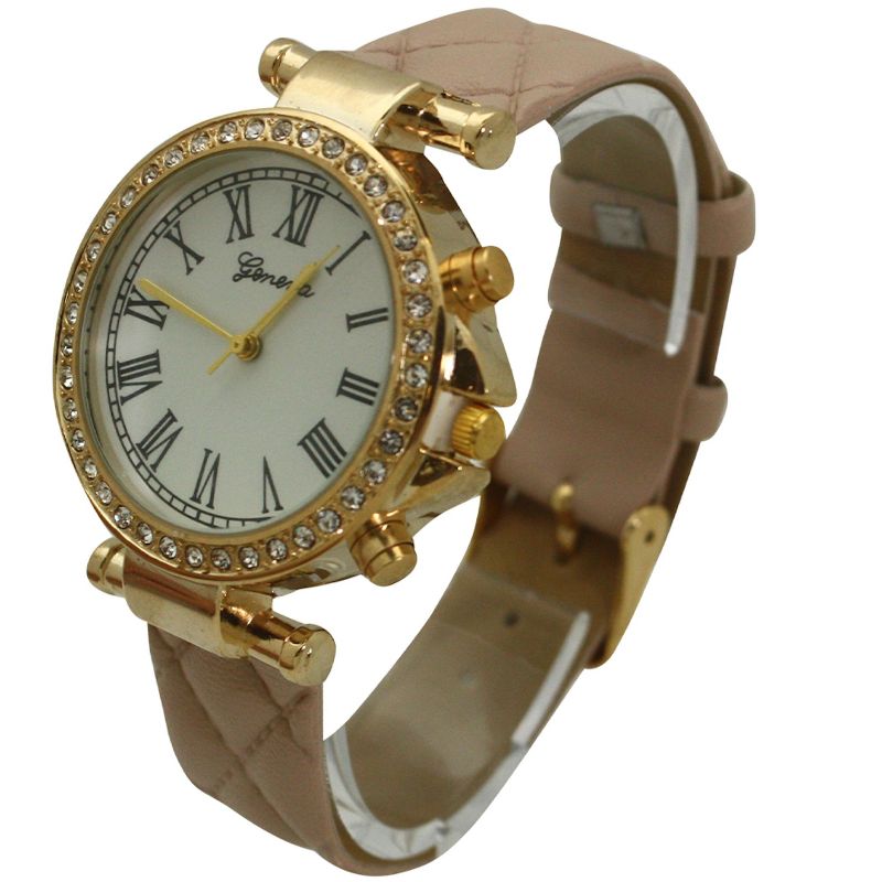 OLIVIA PRATT QUILTED AND GOLD LEATHER STRAP WATCH, 3 of 6