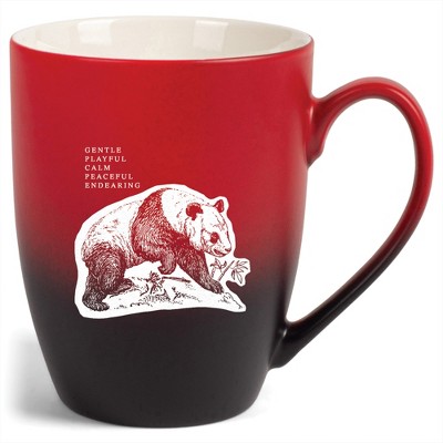 Elanze Designs 12 Ounce Ceramic Decorative Laser Engraved Giftable Novelty Tea Coffee Cup Mug Red and Black Panda Gentle Playful Calm Peaceful
