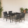 vidaXL 5 Piece Patio Dining Set – Durable Gray Poly Rattan with Cushions & Tempered Glass Tabletop – Ideal for Garden/Backyard Use - 2 of 4