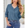 Womens Button Down Shirt Linen Button Up Shirts for Women Long Sleeve Dress Shirt Collared Blouse Tops Tunics - 3 of 4