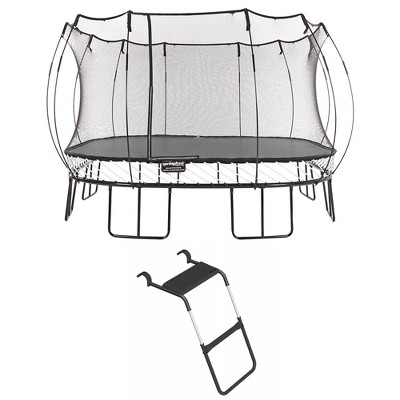 Springfree Trampoline Kids Outdoor Large Square 13 Foot Trampoline w/ Enclosure & FlexrStep V2 Ladder Accessory for Springfree Trampolines