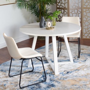 NicBex Round Dining Room Table Set for 2 Morden Dining Room Table with 2 Faux Leather Chairs and Trestle Base for Kitchen - 1 of 4