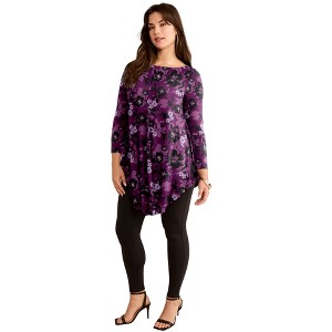 Roaman's Plus Size Boatneck Swing Ultra Drape Tunic Top - 1 of 3