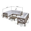 Christopher Knight Home Keith Outdoor Acacia Wood 8 Seater Sectional Sofa Chat Set with Cushions - 2 of 4