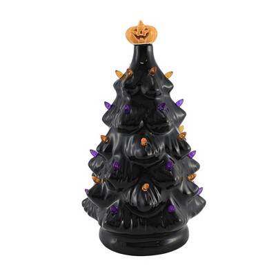 Halloween 12.0" 12" Led Vintage Black Tree Halloween Pumpkin Lighted  -  Decorative Figurines